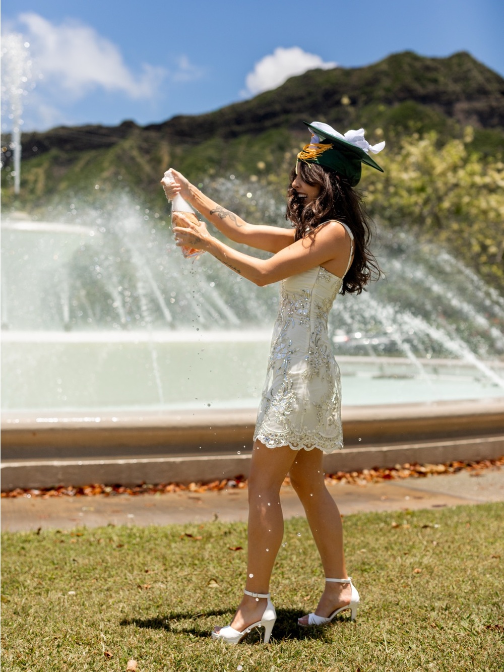 Lucy in the Sky Ivory and Gold Embellished Mini Dress - Picture 5 of 5